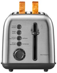 Prajitor de paine Buydeem DT620E-SS/EU, 900W, Pana la 204C°, 7 programe, Deschidere larga, Pop-up mare, Inox