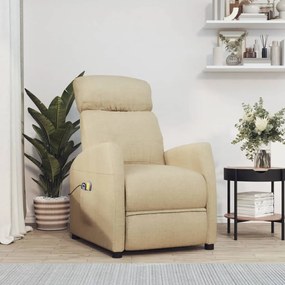3073655 vidaXL Fotoliu de masaj electric rabatabil, crem, textil