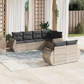 vidaXL Set canapele de grădină cu perne, 7piese gri deschis poliratan