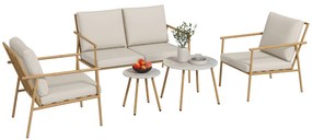 Outsunny Set de Canapea Sofa, 5 Piese cu Cadru din Otel | Aosom Romania