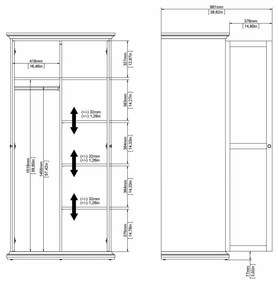 Șifonier gri 96x201 cm Paris – Tvilum