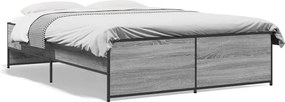 vidaXL Cadru de pat, gri sonoma, 140x190 cm, lemn prelucrat și metal