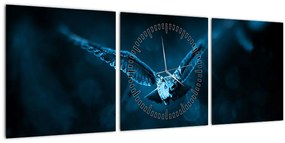 Tablou cu bufnița zburând (cu ceas) (90x30 cm)