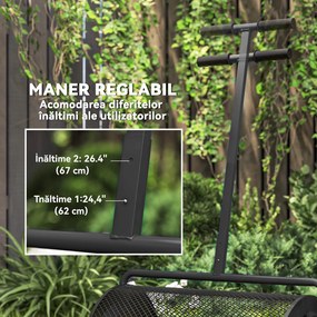 Outsunny Răspânditor Compost de 75L cu Mâner Reglabil în Formă de T din Metal Negru | Aosom Romania