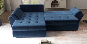 Colțar extensibil dumonde cu ladă de depozitare si sezut confortabil din spuma high-density, Loana Zoom Blue 270x185 cm