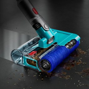 Aspirator vertical Dyson V10 Cyclone Submarine 594446-01, 150AW, 0,76 L, 60 min, uscat/umed, 3 moduri, golire igienică, Root Cyclone™, nichel/turcoaz