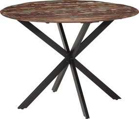 vidaXL Masă de bucătărie, Ø110x78 cm, lemn masiv de mango și oțel