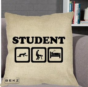 Perna Decorativa Student Life, 40x40 cm, Crem, Husa Detasabila, Perna Inclusa, BEKZ®