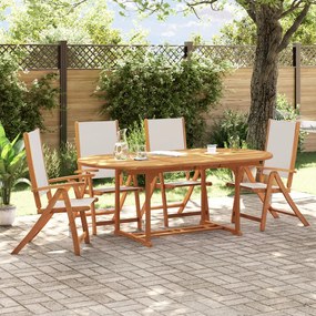 3279286 vidaXL Set mobilier de grădină, 5 piese, lemn masiv acacia/textilenă