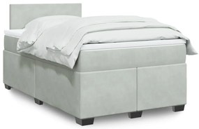 vidaXL Pat continental cu saltea, gri deschis, 120x200 cm, catifea