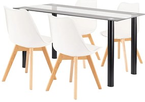 Set de sufragerie Zelma 4+1 alb-negru