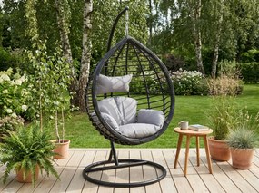 Scaun suspendat TARINO cu suport, negru/perna gri