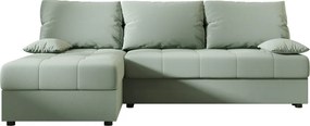 OFERTA Canapea extensibila reversibila in forma de L VENORIA SLIM 200x143 cm, verde deschis + 2 pernute GRATIS calitate II