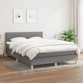 3140698 vidaXL Pat box spring cu saltea, gri închis, 140x200 cm, textil