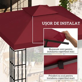 Outsunny Acoperiș pentru Foișor de Grădină Anti-UV din Poliester, 3x3m, Roșu | Aosom Romania