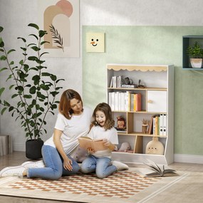 AIYAPLAY Bibliotecă copii cu spațiu de depozitare pentru cărți copii, mobilier pentru jucării cu 4 rafturi, 2 compartimente și dulap | Aosom Romania
