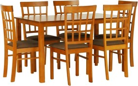 Set masa si 6 scaune GRID NEW, cires/maro