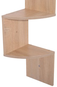 HOMCOM Raft de colț de perete pentru depozitare formă zigzag 20L x 20l x 126H cm 5 niveluri stejar deschis | Aosom Romania