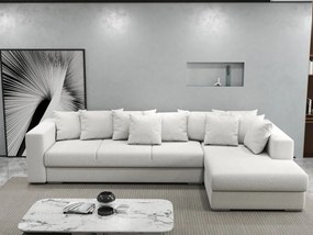 Colțar extensibil dumonde cu ladă de depozitare si sezut confortabil din spuma high-density, Gloria Euphoria Ivory II 320x183 cm