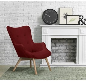 Fotoliu roșu cu tapițerie din catifea Niko – Ropez