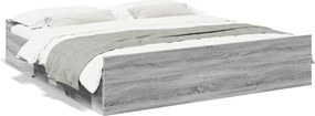 vidaXL Cadru de pat cu sertare gri sonoma 200x200 cm lemn prelucrat