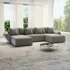 Colțar extensibil dumonde cu ladă de depozitare si sezut confortabil din spuma high-density, Berlin U Royal Grey 380x180 cm