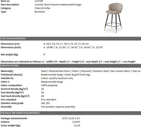 Scaun de bar design elegant LUX Counter Stool Volante, bej mademoiselle 115740 HZ