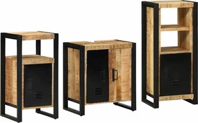 vidaXL Set de mobilier pentru baie cu sertar 3 pcs Lemn de mango solid