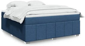 vidaXL Pat box spring cu saltea, albastru, 180x200 cm, material textil