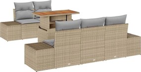 vidaXL Set de canapele pentru grădină 6 pcs Bej Rattan poli