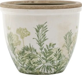 Ghiveci din ceramică cu imprimeu floral, verde, H13/D15 cm, „Laval”
