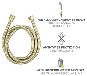 Furtun de duș auriu mat din oțel inoxidabil 150 cm Brass – Wenko