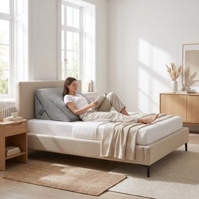 Perna sprijin inclinata reglabila 22-30 cm, memory foam, husa catifea lavabila, Gri