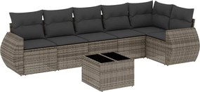 vidaXL Set canapele de grădină, 7 piese, cu perne, gri, poliratan