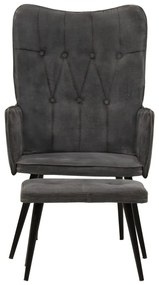 339670 vidaXL Scaun cu spătar și taburet, negru vintage, pânză
