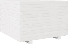 vidaXL Jardinieră de grădină, alb, 70x70x49,5 cm, lemn masiv de pin