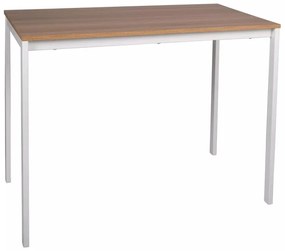 Masa de sufragerie alba RAMOD 100x60 cm, decor stejar