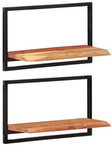 vidaXL Rafturi de perete 2 buc. 60x25x35 cm lemn masiv acacia/oțel