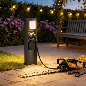 BRILAGI PILLAR - Lampă de exterior cu 2 prize SCHUKO, 1xG9/11W/230V, IP44, antracit