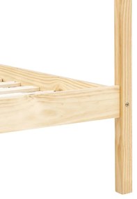 Cadru pat cu baldachin, 4 sertare, 180x200 cm, lemn masiv pin Lemn deschis, 180 x 200 cm, 4 Sertare