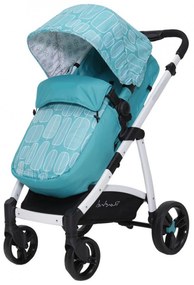 Carucior nou nascuti 2 in 1 NOVOKIDS™ Rachel PRO, Cu geanta bebe inclusa, Cadru aluminiu, Plasa insecte, Maner reglabil pe inaltime, Turquoise