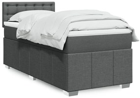 vidaXL Pat box spring cu saltea, gri închis, 80x200 cm, textil