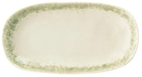 Platou din gresie ceramică Bloomingville Paula, 23,5 x 12,5 cm, alb-verde