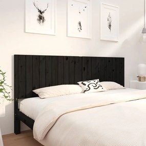 818894 vidaXL Tăblie de pat, negru, 205,5x4x100 cm, lemn masiv de pin