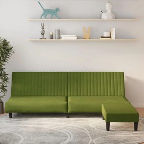 3081857 vidaXL Canapea extensibilă cu taburet, 2 locuri, verde deschis catifea