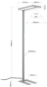 Lampa de podea dimabila cu detector de miscare si senzor de lumina naturala, OFFICE LED