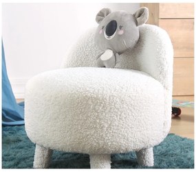 Fotoliu pentru copii alb cu tapițerie din stofă bouclé Moouv – Artie