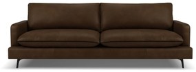 Canapea Virna cu 3 locuri si tapiterie din piele naturala, maro inchis