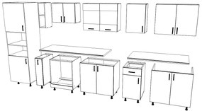 Set haaus V33, Lemn Natural/Alb, Blat Thermo 28 mm, L 340 cm