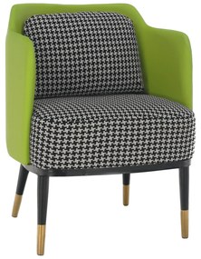 Fotoliu design, model alb-negru/ piele ecologică verde, EMREN